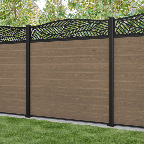Classic Habitat Curved Top Fence Panel - Teak - with our aluminium posts