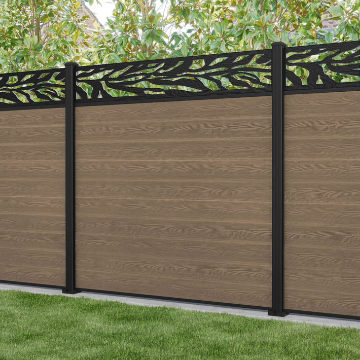 Classic Malawi Fence Panel - Teak - with our aluminium posts