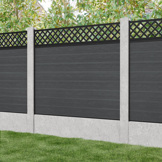 Classic Hive Fence Panel - Dark Grey - for existing concrete posts