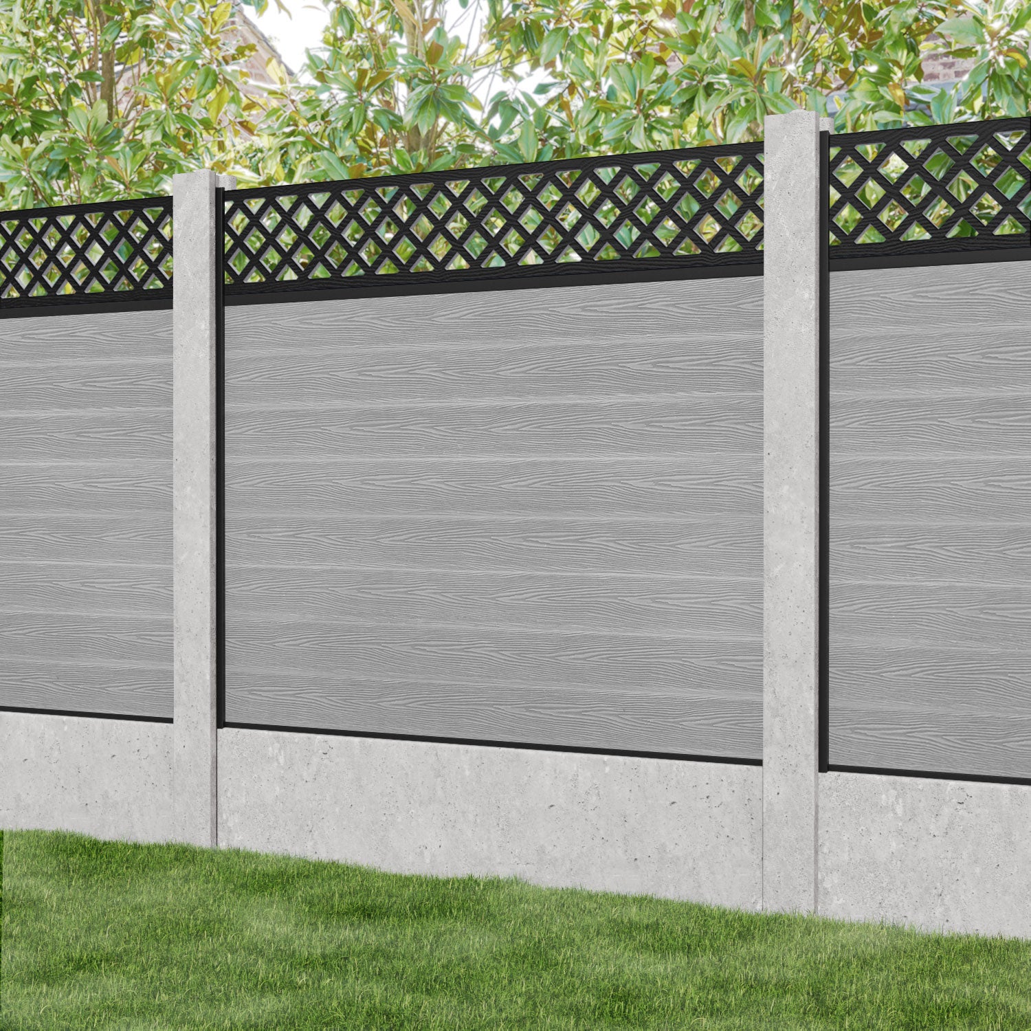 Classic Hive Fence Panel - Light Grey - for existing concrete posts