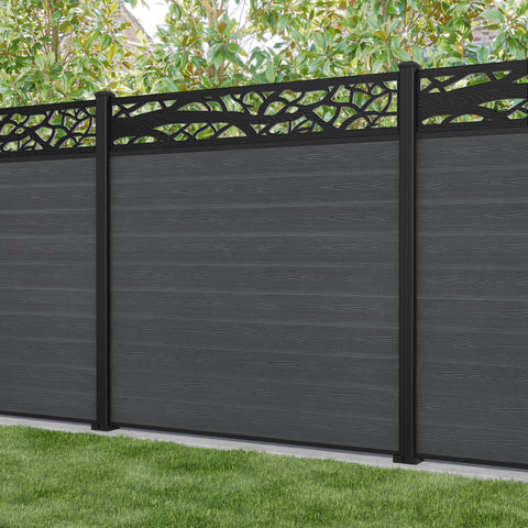 Classic Twilight Fence Panel - Dark Grey - with our aluminium posts