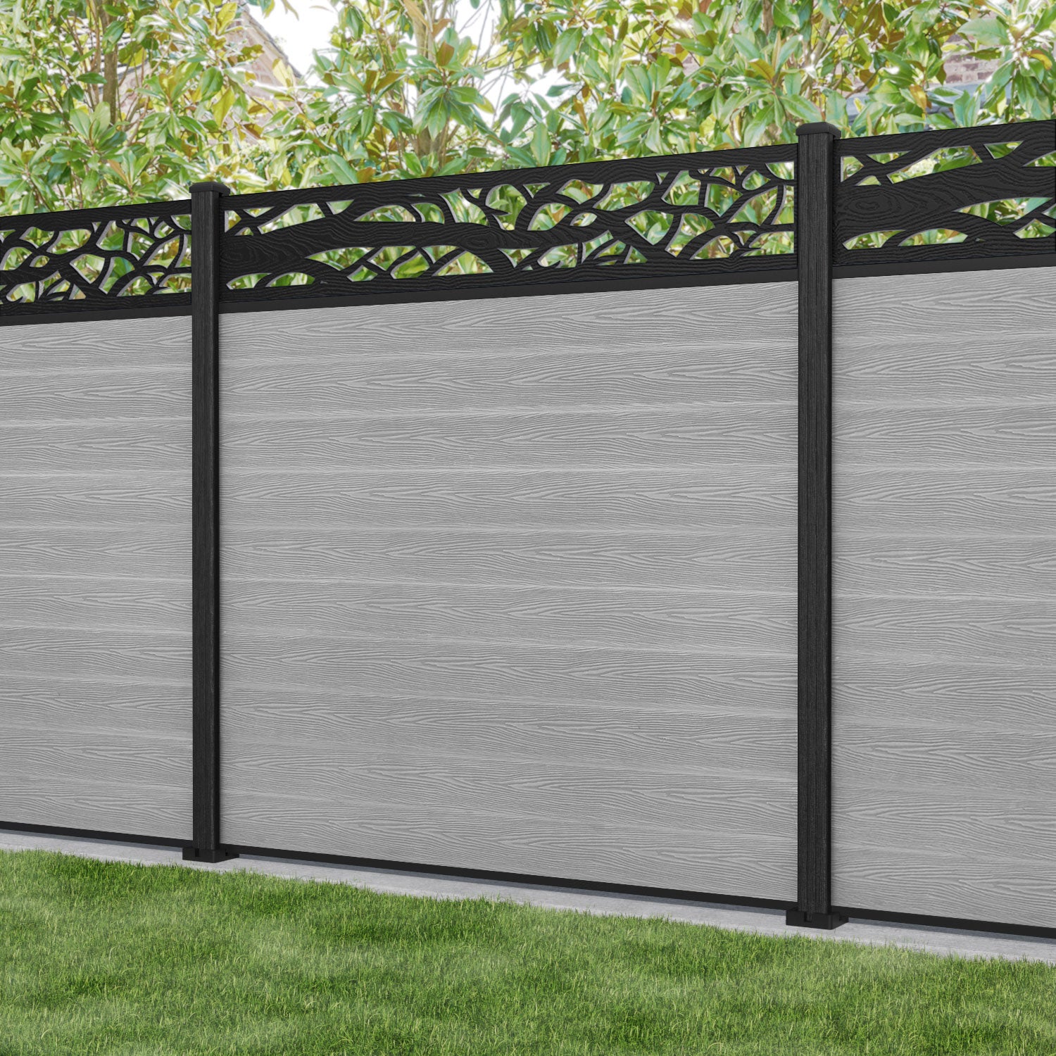 Classic Twilight Fence Panel - Light Grey - with our composite posts