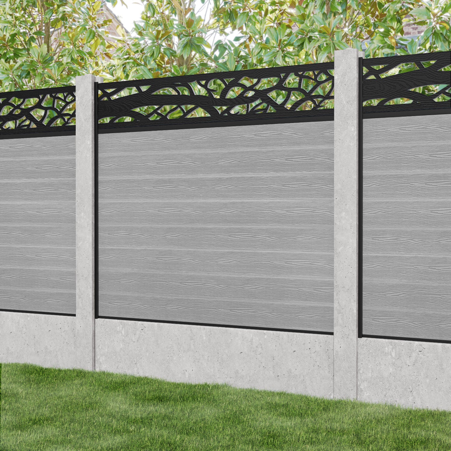 Classic Twilight Fence Panel - Light Grey - for existing concrete posts