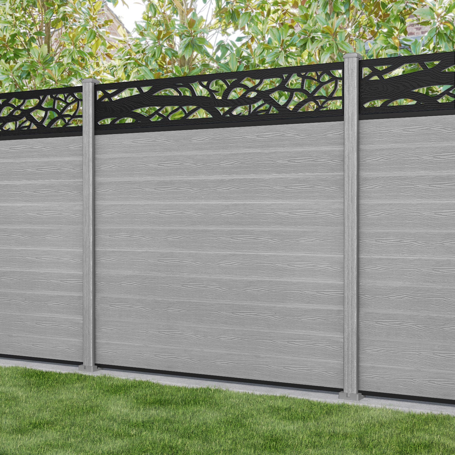 Classic Twilight Fence Panel - Light Grey - with our composite posts