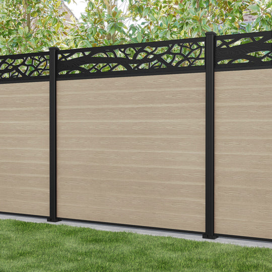 Classic Twilight Fence Panel - Light Oak - with our aluminium posts