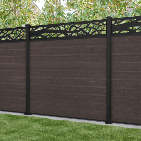 Classic Twilight Fence Panel - Mid Brown - with our aluminium posts