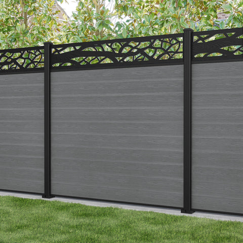 Classic Twilight Fence Panel - Mid Grey - with our aluminium posts