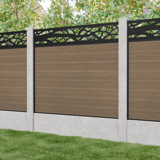 Classic Twilight Fence Panel - Teak - for existing concrete posts