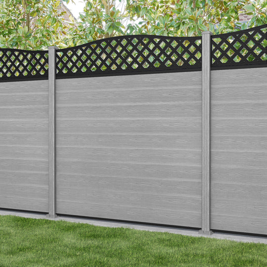 Classic High Wave Fence Panel - Light Grey - with our composite posts