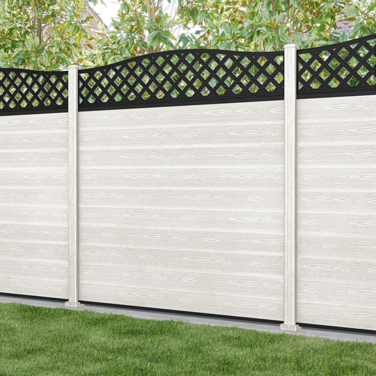 Classic High Wave Fence Panel - Light Stone - with our composite posts