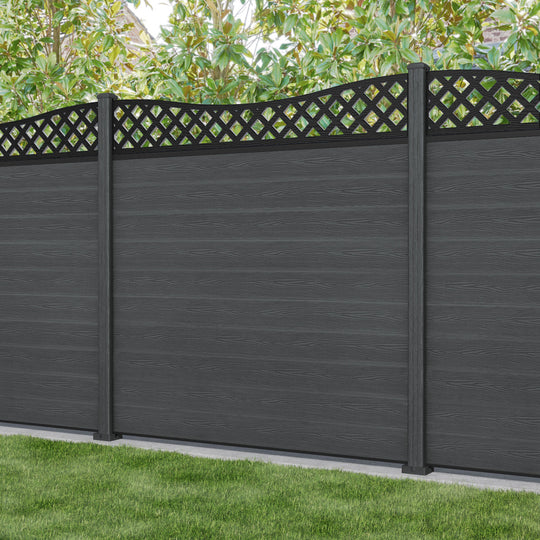Classic Low Wave Fence Panel - Dark Grey - with our composite posts