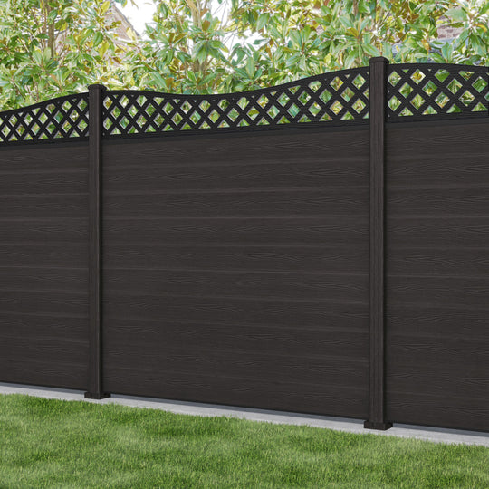 Classic Low Wave Fence Panel - Dark Oak - with our composite posts