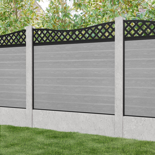 Classic Low Wave Fence Panel - Light Grey - for existing concrete posts