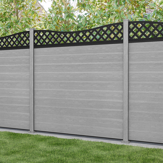 Classic Low Wave Fence Panel - Light Grey - with our composite posts