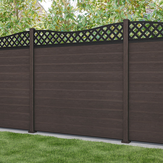 Classic Low Wave Fence Panel - Mid Brown - with our composite posts
