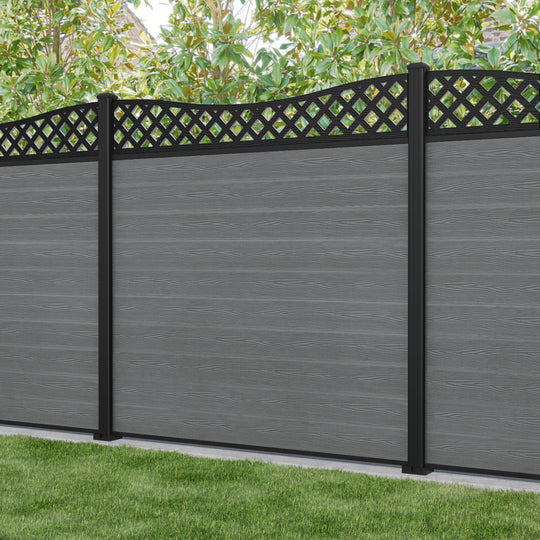 Classic Low Wave Fence Panel - Mid Grey - with our aluminium posts