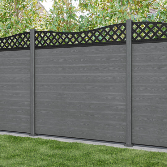 Classic Low Wave Fence Panel - Mid Grey - with our composite posts