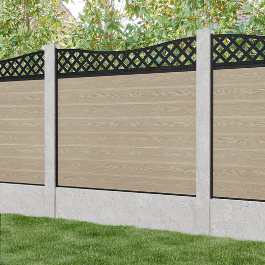 Classic Low Wave Fence Panel - Light Oak - for existing concrete posts
