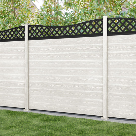 Classic Low Wave Fence Panel - Light Stone - with our composite posts
