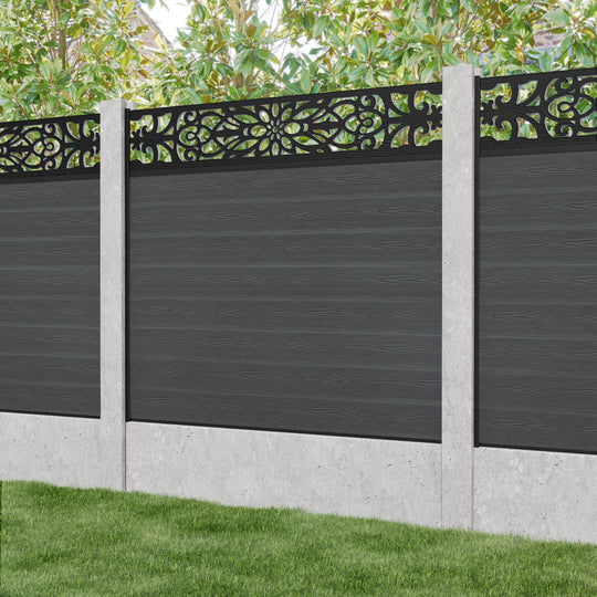 Classic Windsor Fence Panel - Dark Grey - for existing concrete posts