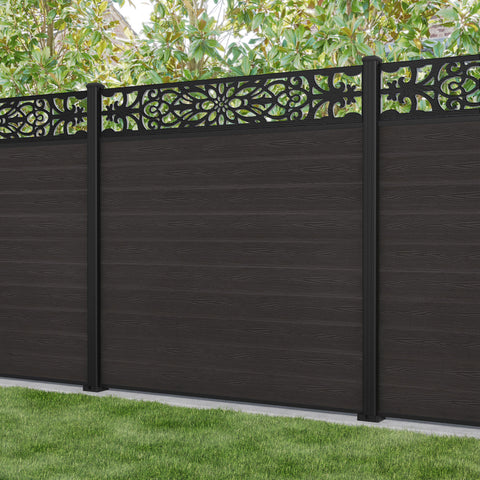 Classic Windsor Fence Panel - Dark Oak - with our aluminium posts