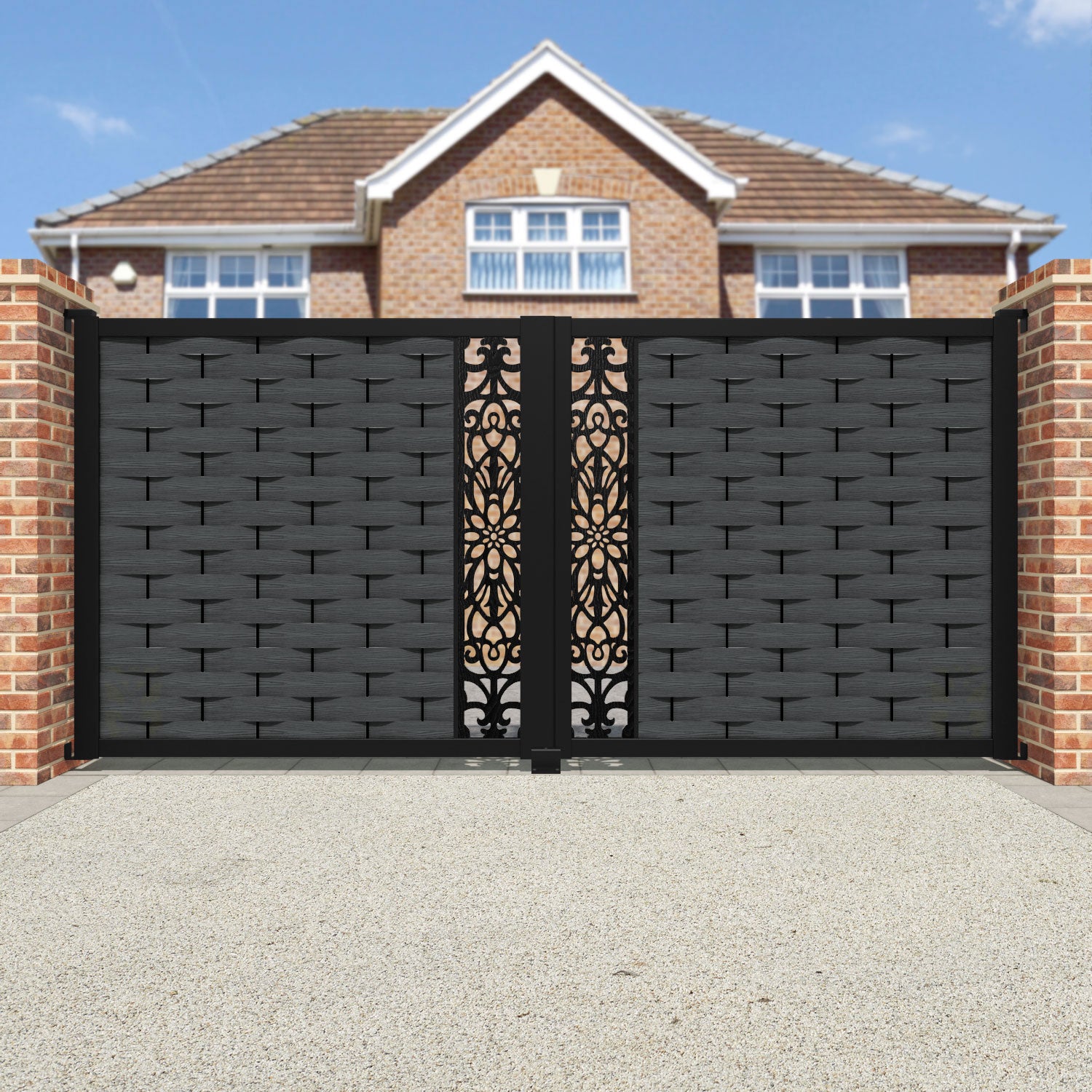 Ripple Windsor Straight Top Driveway Gate - Dark Grey - Middle Screen