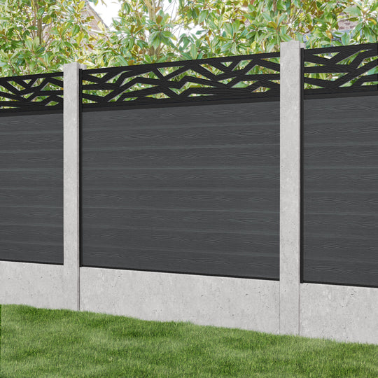 Classic Zenith Fence Panel - Dark Grey - for existing concrete posts
