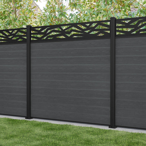 Classic Zenith Fence Panel - Dark Grey - with our aluminium posts