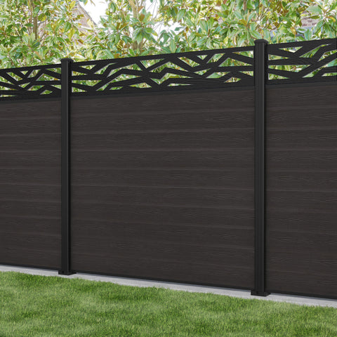 Classic Zenith Fence Panel - Dark Oak - with our aluminium posts