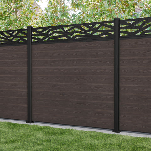 Classic Zenith Fence Panel - Mid Brown - with our aluminium posts