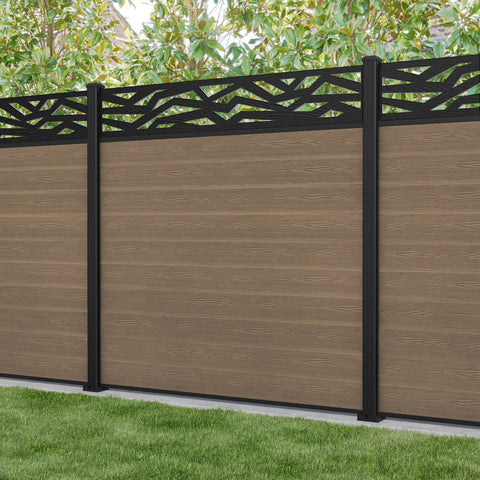 Classic Zenith Fence Panel - Teak - with our aluminium posts