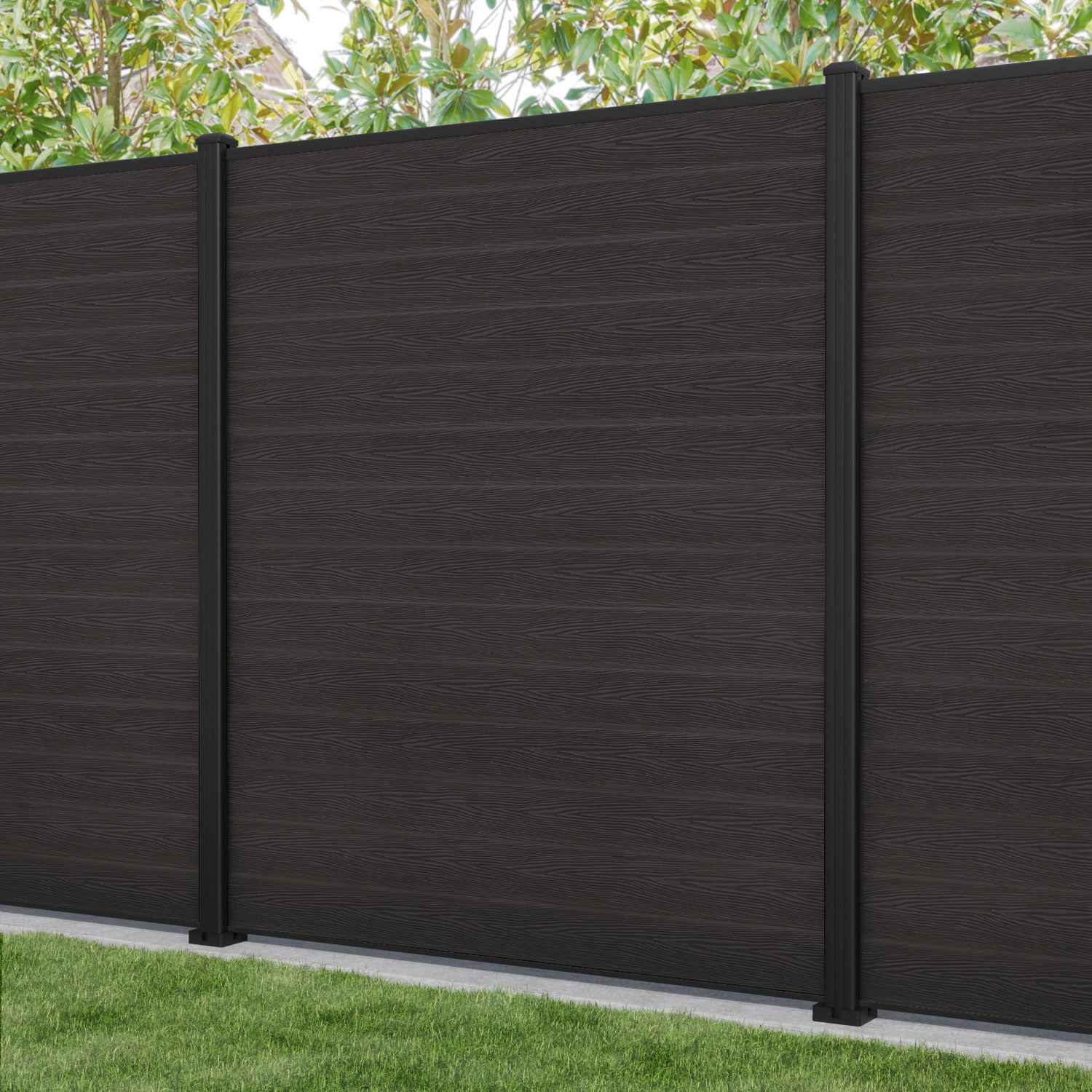 Classic Fence Panel - Dark Oak - with our aluminium posts