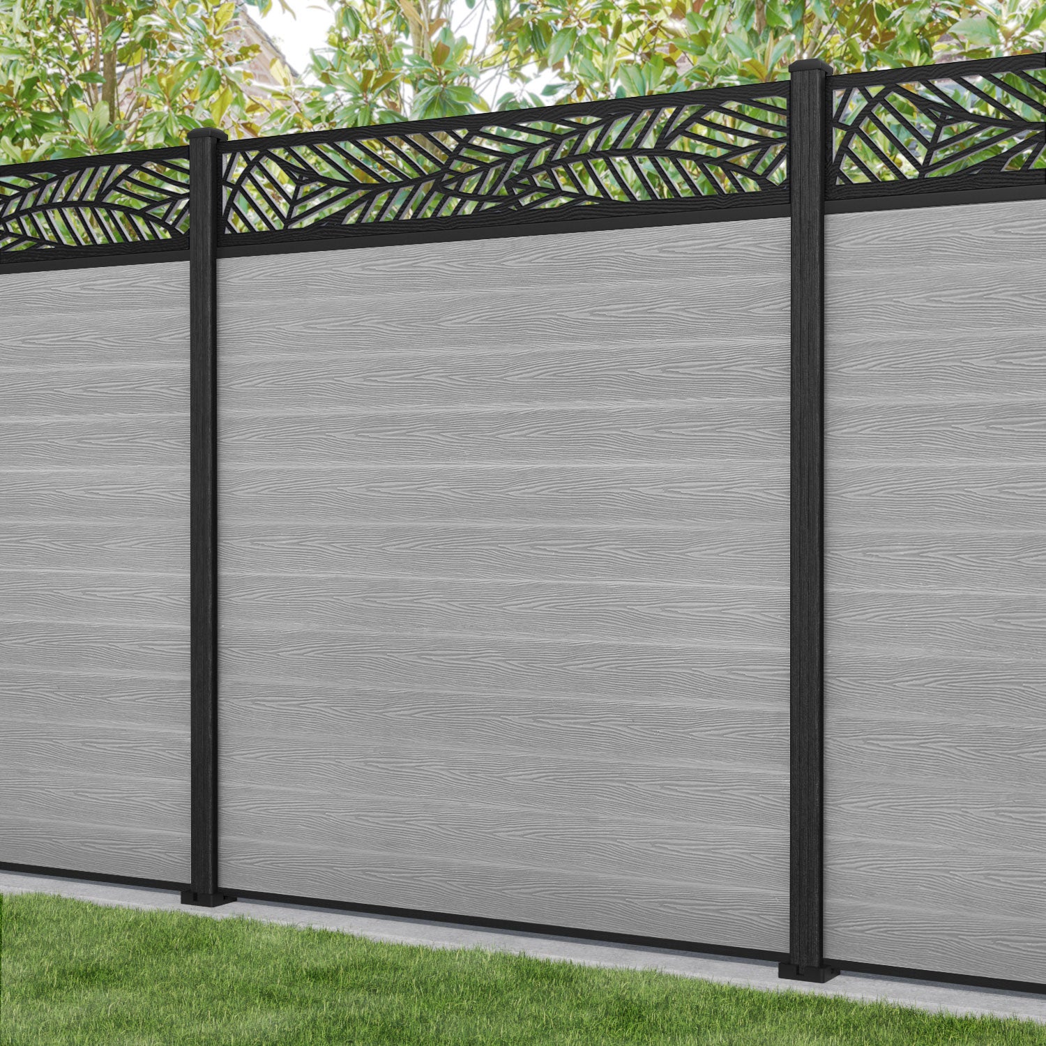 Classic Habitat Fence Panel - Light Grey - with our composite posts