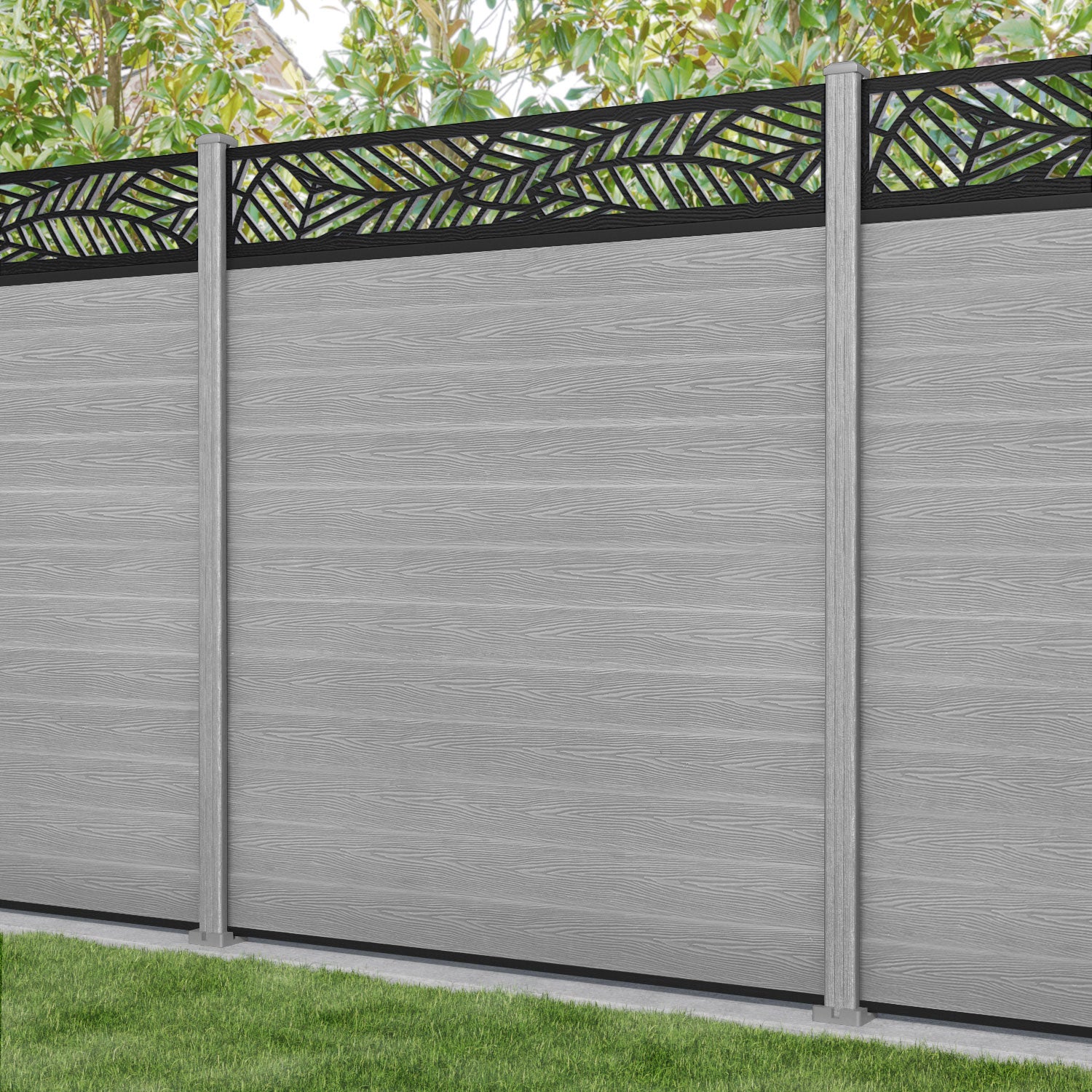 Classic Habitat Fence Panel - Light Grey - with our composite posts