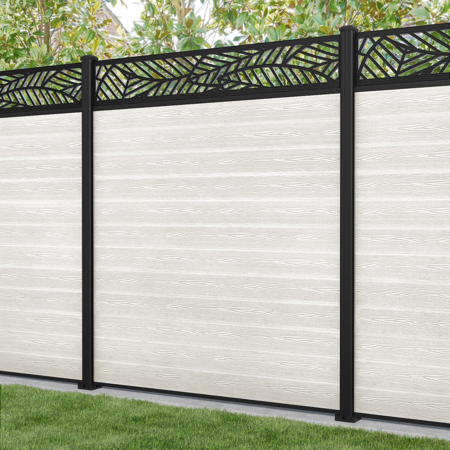 Classic Habitat Fence Panel - Light Stone - with our aluminium posts