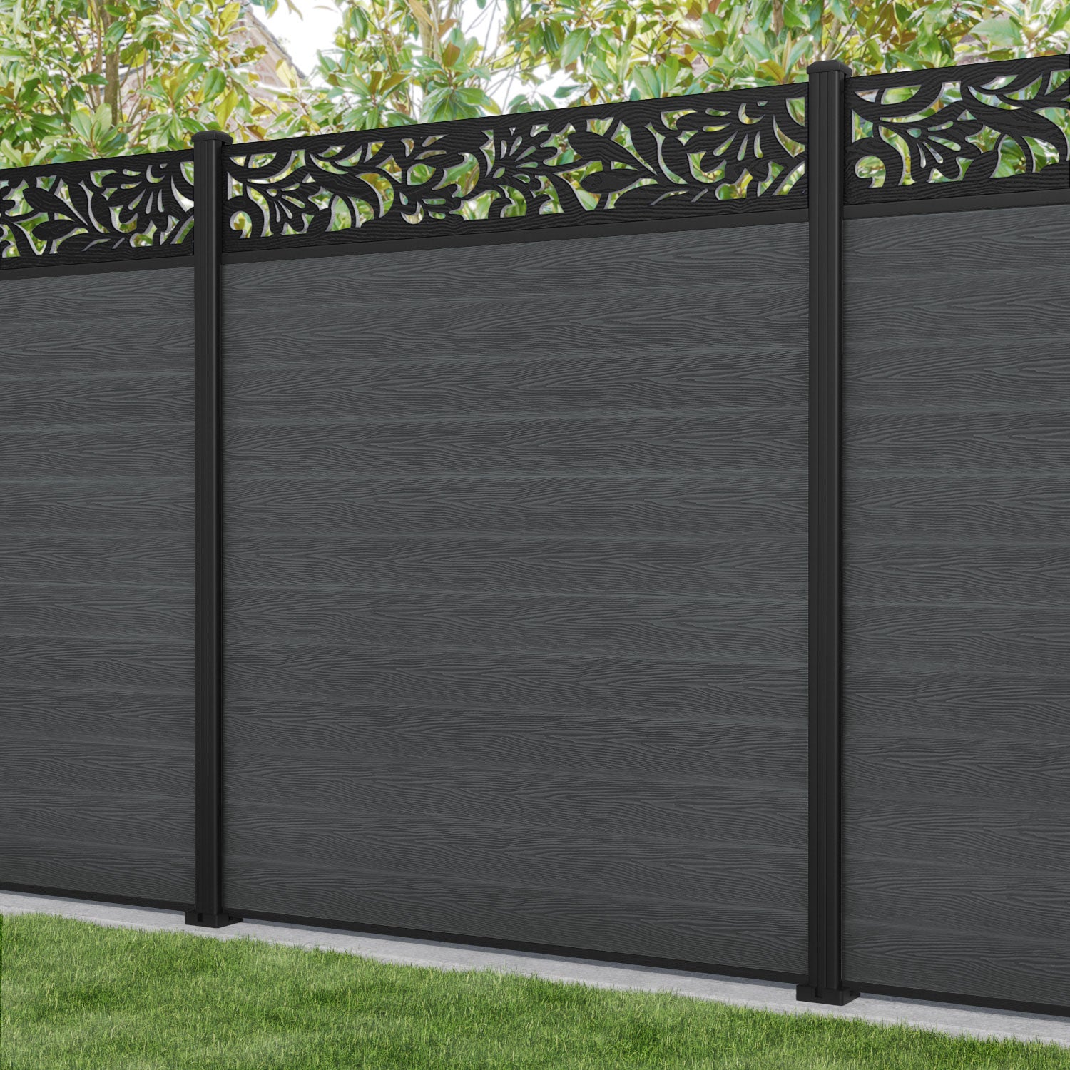 Classic Heritage Fence Panel - Dark Grey - with our aluminium posts