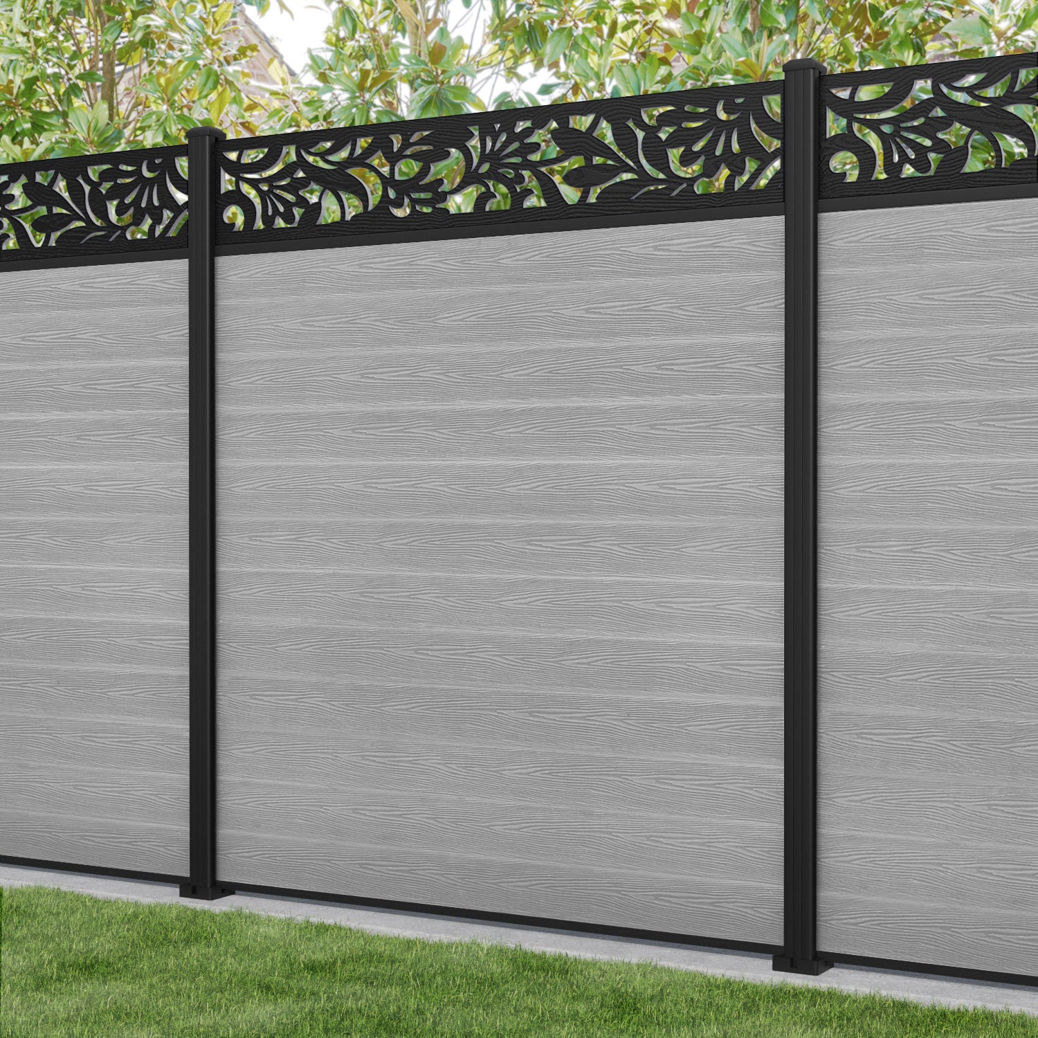 Classic Heritage Fence Panel - Light Grey - with our aluminium posts