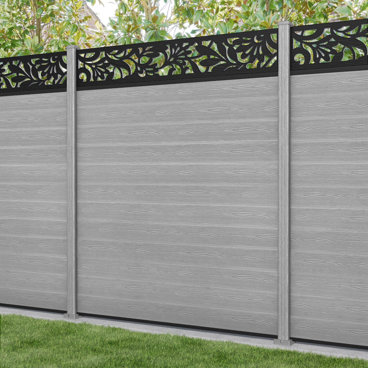 Classic Heritage Fence Panel - Mid Grey - with our composite posts