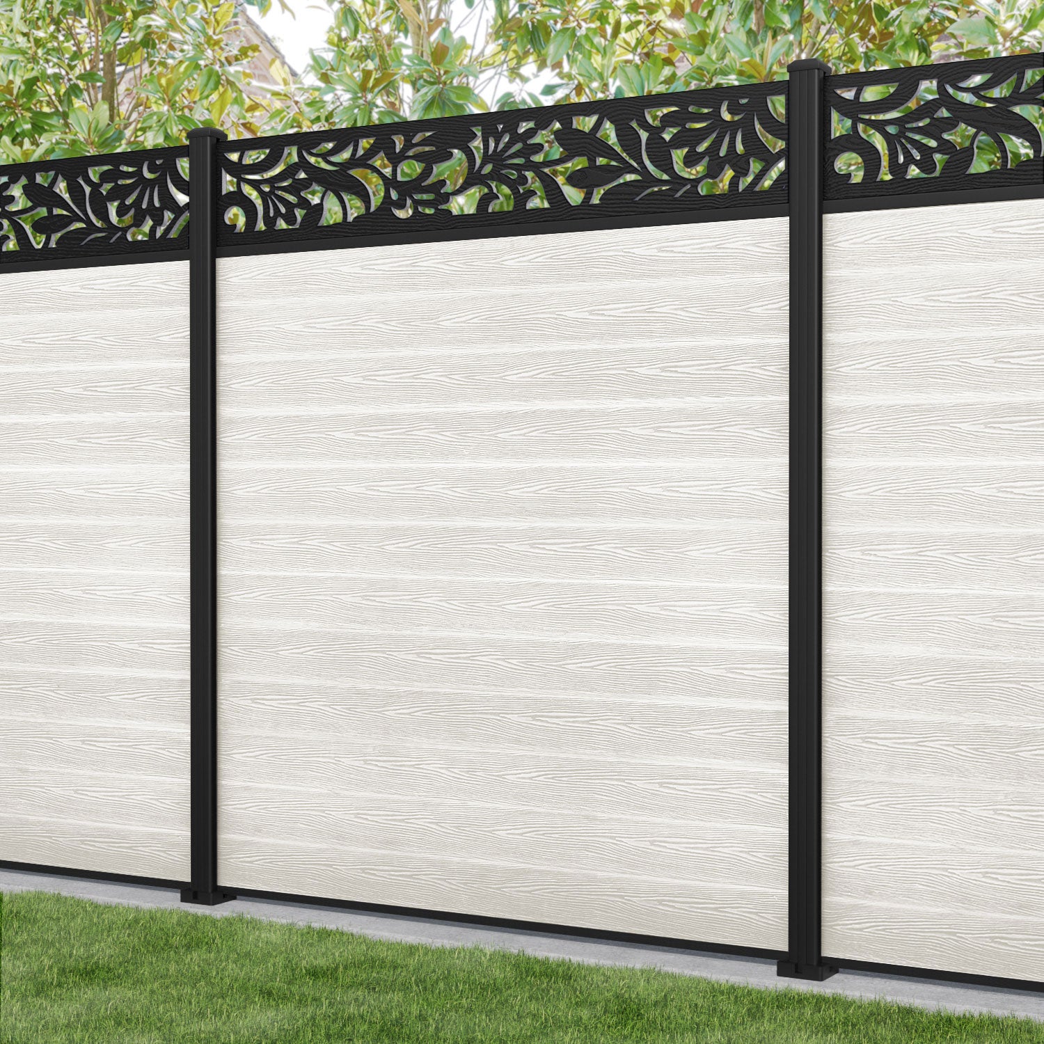 Classic Heritage Fence Panel - Light Stone - with our aluminium posts