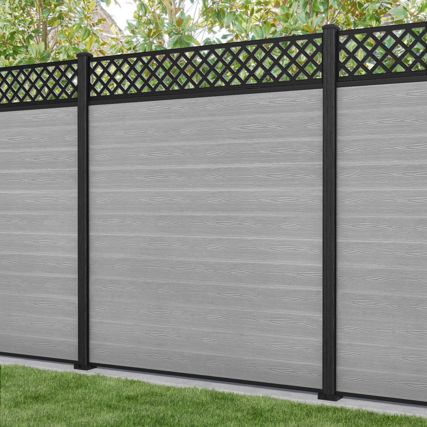 Classic Hive Fence Panel - Light Grey - with our composite posts