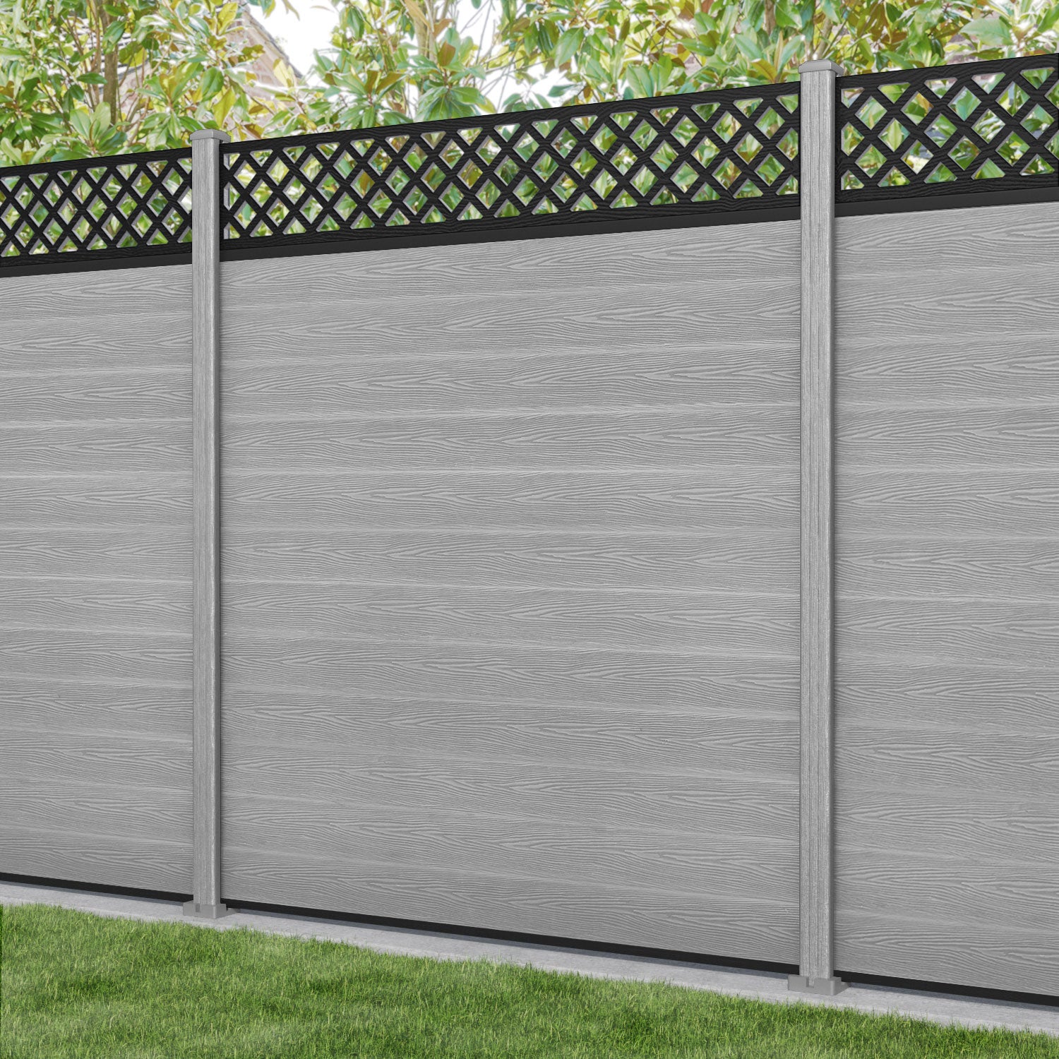 Classic Hive Fence Panel - Light Grey - with our composite posts
