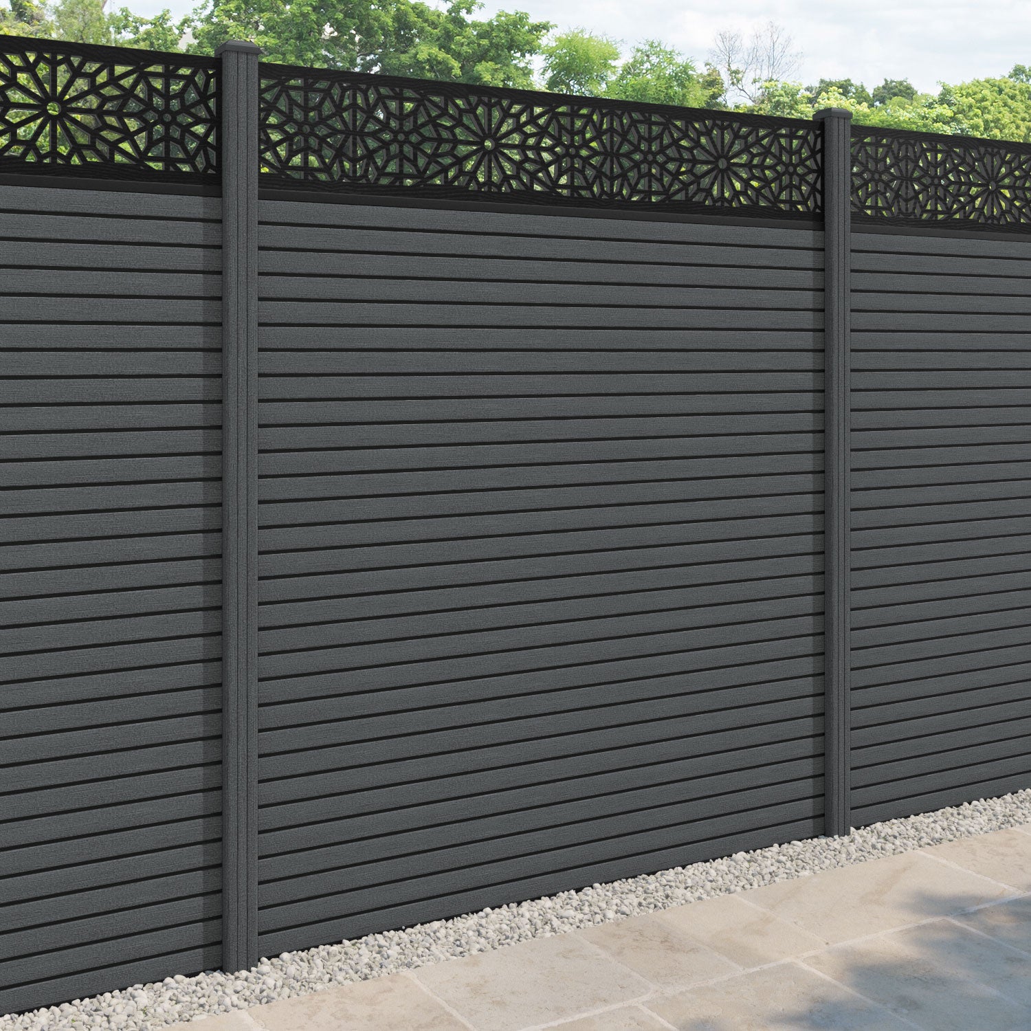 Hudson Alnara Fence Panel - Dark Grey - with our composite posts
