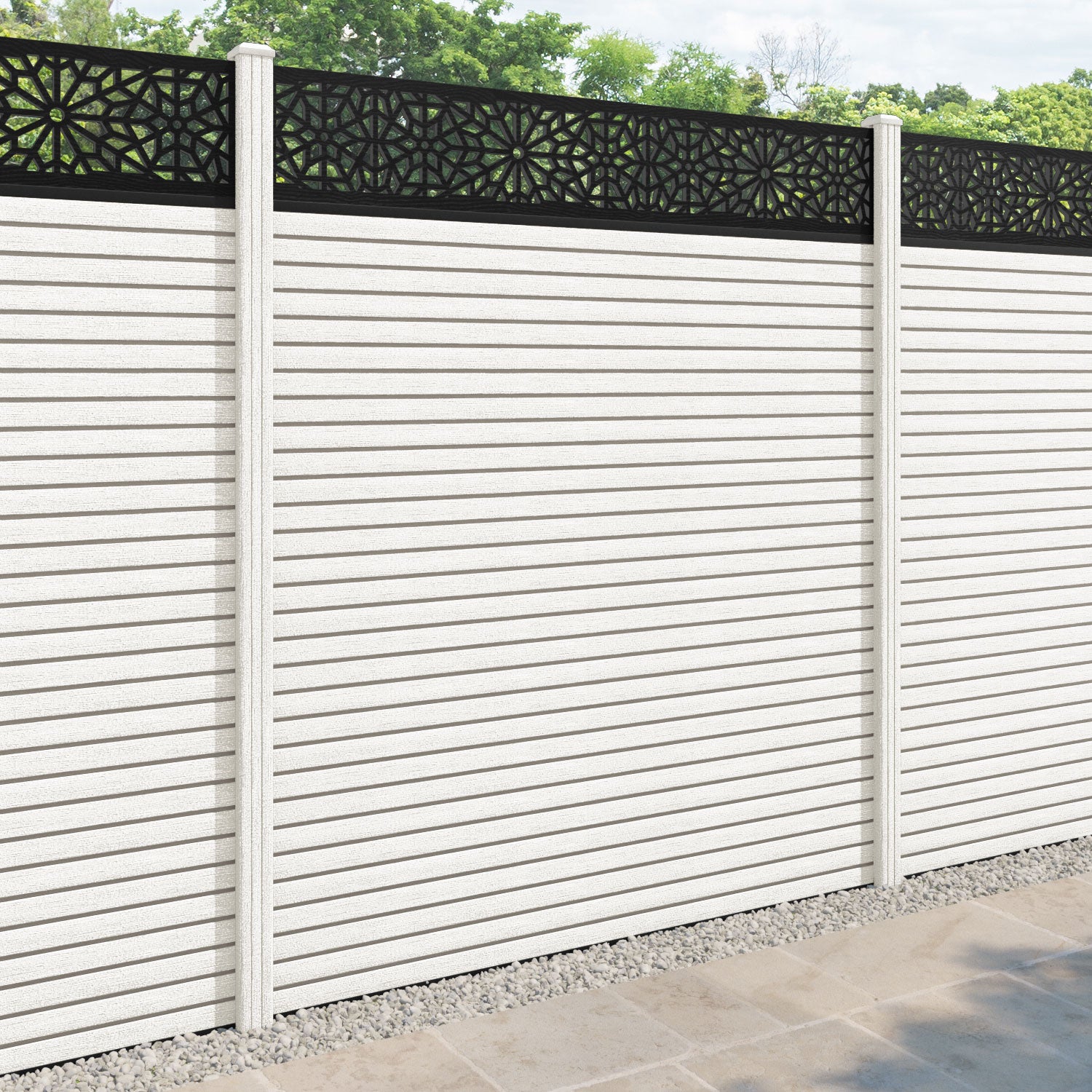 Hudson Alnara Fence Panel - Light Stone - with our composite posts
