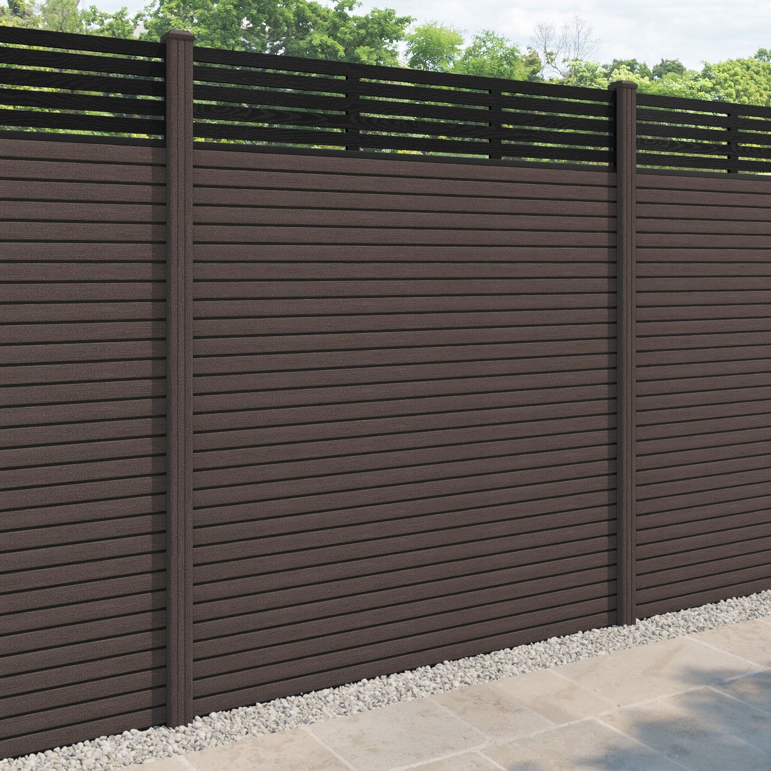 Hudson Aspen Fence Panel - Mid Brown - with our composite posts