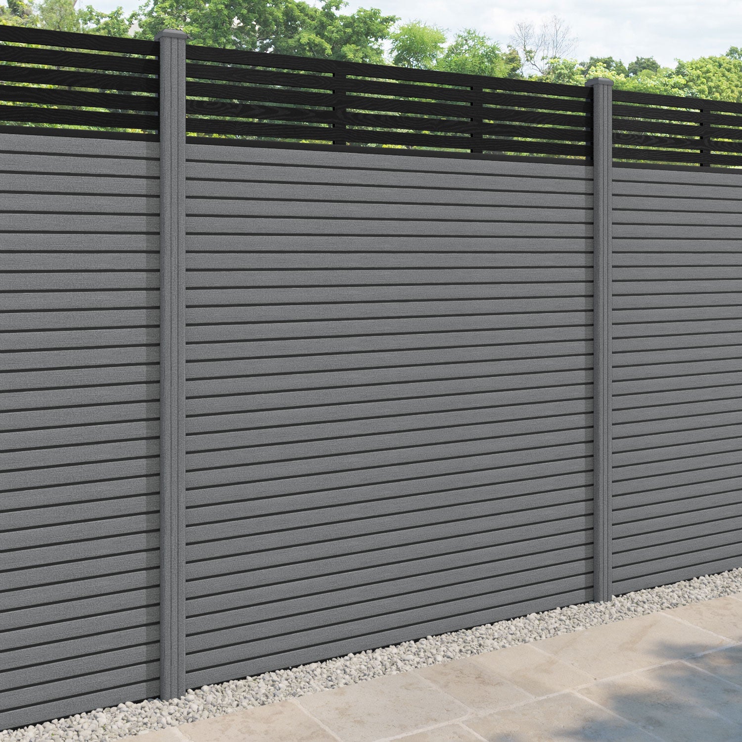 Hudson Aspen Fence Panel - Mid Grey - with our composite posts