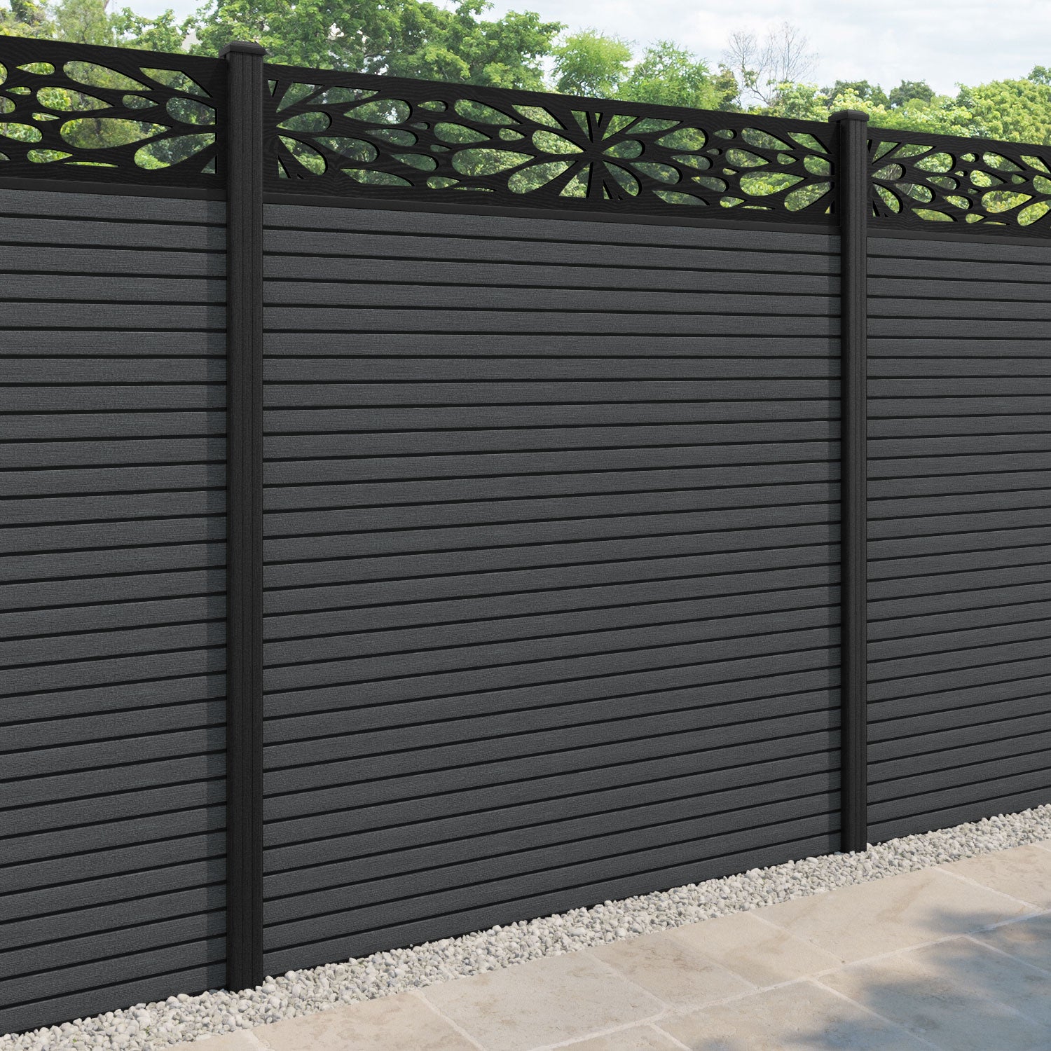 Hudson Blossom Fence Panel - Dark Grey - with our composite posts