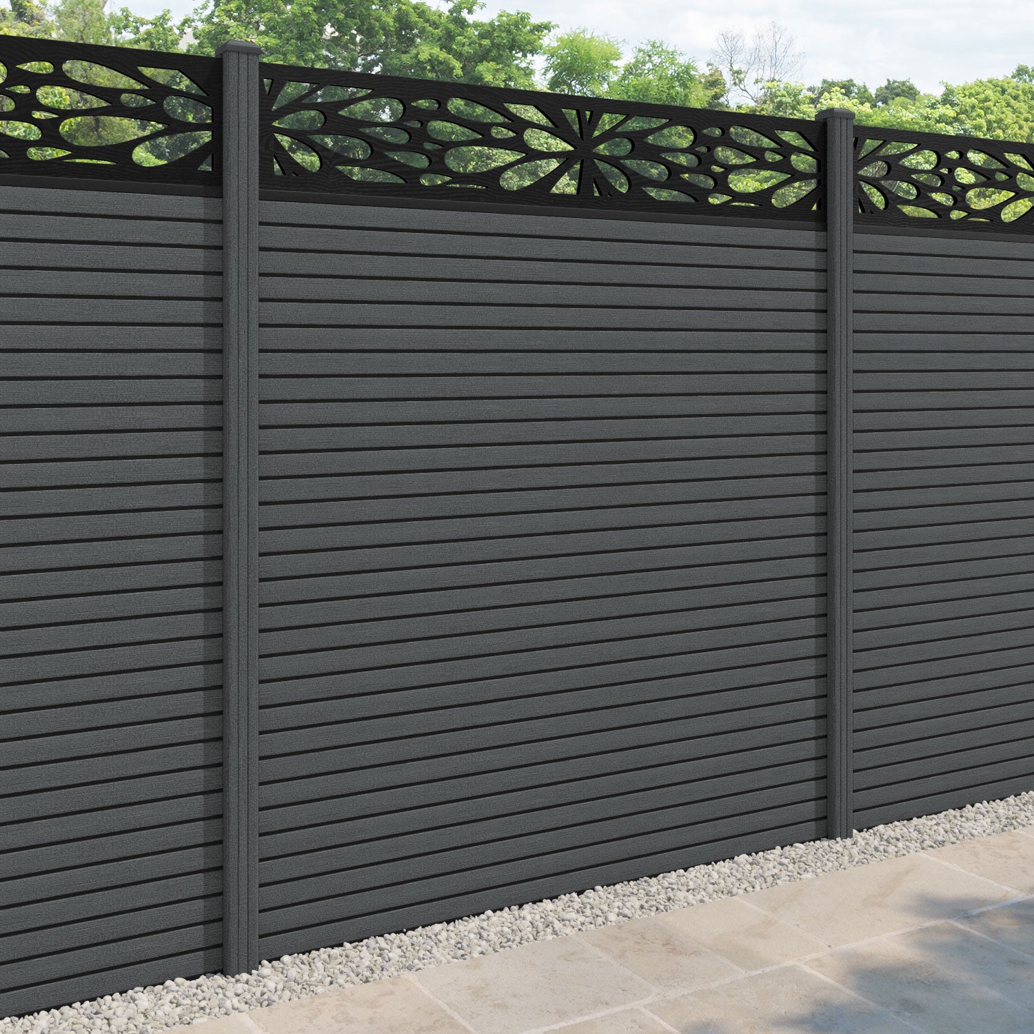 Hudson Blossom Fence Panel - Dark Grey - with our composite posts