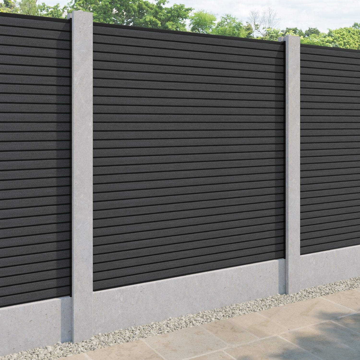 Hudson Fence Panel - Dark Grey - for existing concrete posts