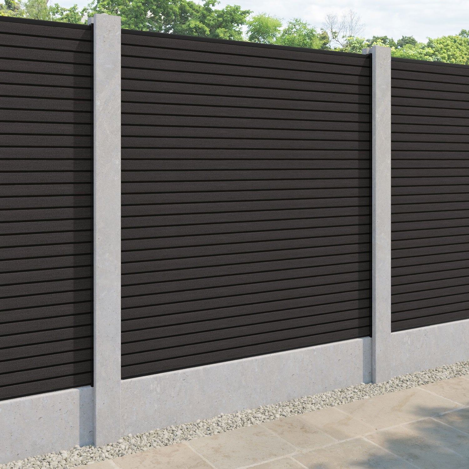 Hudson Fence Panel - Dark Oak - for existing concrete posts