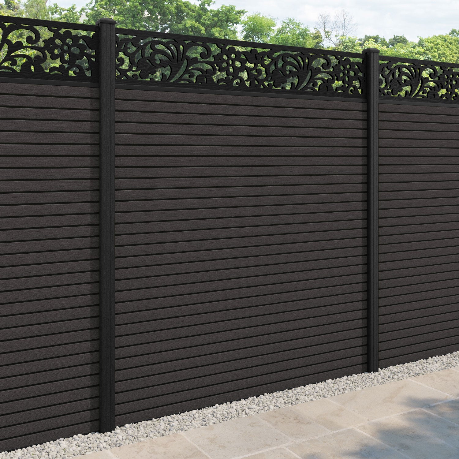 Hudson Eden Fence Panel - Dark Oak - with our composite posts